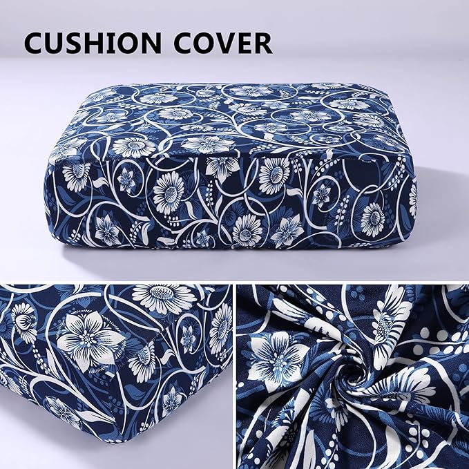 hyha Printed Couch Cushion Covers, Floral Sofa Covers Washable for Cushion Couch, Stretch Pattern Outdoor Cushion Covers for Patio Furniture with Elastic Bottom(Small, Baroque)