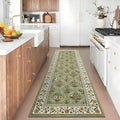 Washable Kitchen Runner 2x6 Non-Slip Floral Carpet Runner for Entryway Indoor Ultra Soft Stain Resistant Long Rugs Farmhouse Floor Mat for Hallways Laundry Bedroom Green