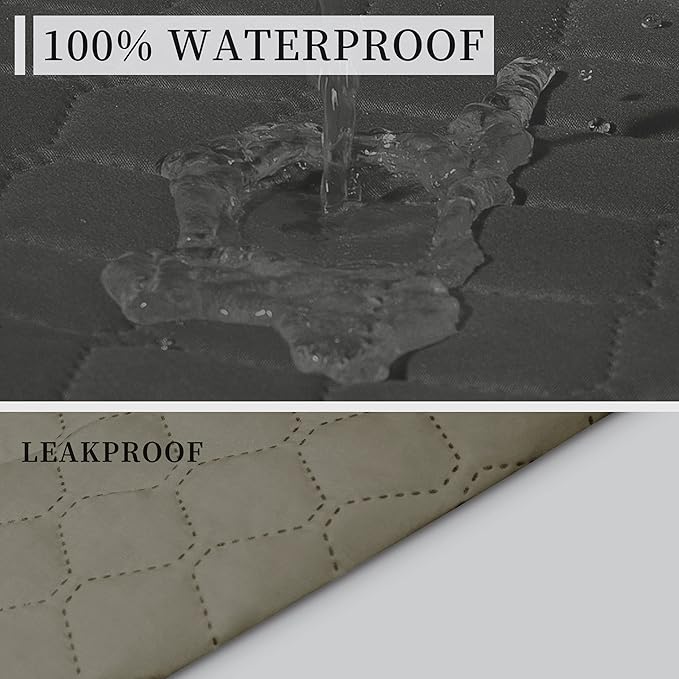 ISSUNTEX Double Protection 100% Waterproof Sofa Covers for Living Room, Couch Covers for 3 Cushion Couch Sofa, Reversible Furniture Protector Sofa Cover for Dogs, Pets, Kids (Sofa, Dark Gray/Beige)