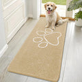 OLANLY Dog Door Mat for Muddy Paws 70x32, Paw Print Design, Absorbs Moisture and Dirt, Absorbent Non-Slip Washable Doormat, Quick Dry Chenille Mud Mat for Dogs, Entry Indoor Entryway Carpet, Beige