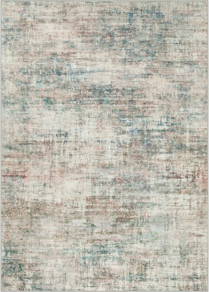 9x12 Area Rugs Washable Rug: Modern Abstract Living Room Rug Soft Anti-Skid Thin Carpet Indoor Floor Non-Shedding Carpets for Bedroom Dining Room Farmhouse Nursery Home Office Multi Color