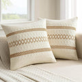 MIULEE Set of 2 Neutral Boho Decorative Pillow Covers 16x16 Inch Farmhouse Rustic Couch Throw Pillows Modern Cotton Cushion Covers Retro Cute Macrame Woven Spring Home Decor for Bed Sofa Chair