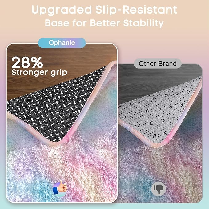 Ophanie Rainbow Colorful Rugs for Living Room 5x8, Unicorn Fluffy Shag Fuzzy Plush Soft Carpets, Floor Shaggy Area Rugs for Bedroom, Carpet for Kids Girls Dorm Nursery Home Decor Aesthetic