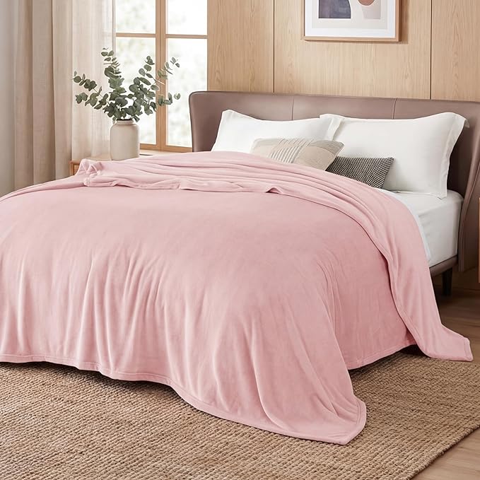 Bedsure GentleSoft Pink Fleece Blankets King Size - Bed Blanket Soft Lightweight Plush Cozy Fuzzy Luxury Microfiber, 108x90 inches