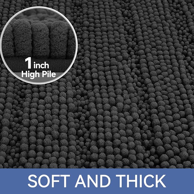 Bath Rug 70 x 24 Inch Non-Slip Chenille Microfiber Mat