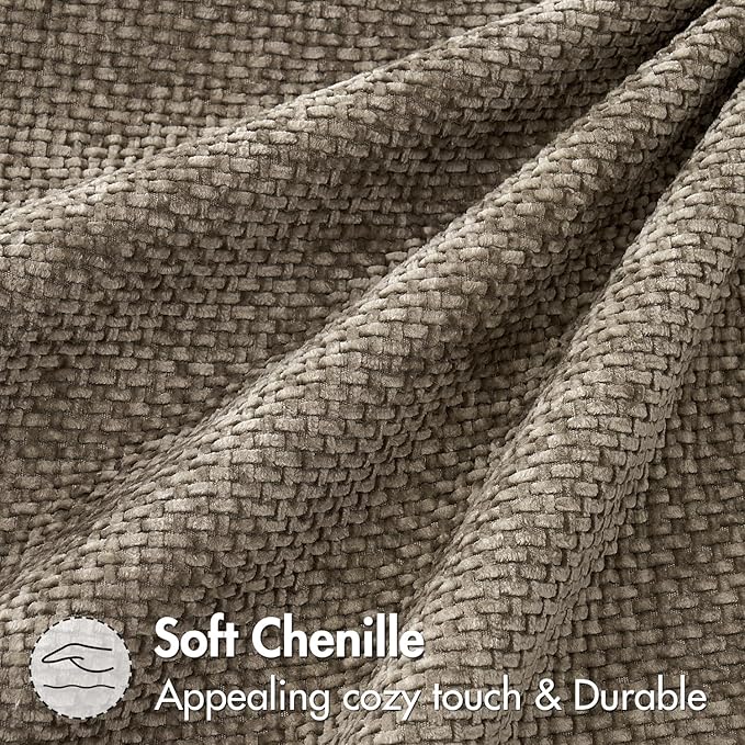 MIULEE Pack of 2 Couch Throw Pillow Covers 16x16 Inch Neutral Khaki Modern Boho Accent Decorative Pillow Covers Soft Chenille Farmhouse Cushion Covers for Home Decor Bed Sofa Living Room