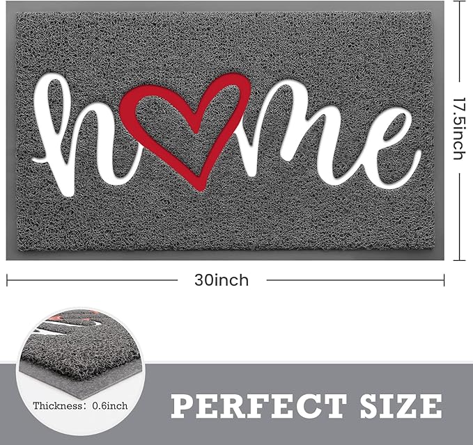 CozyBounty Black Door Mat Welcome Mats Home Non-Slip Doormat for Entryway Low-Profile Floor Mat for Yard, Garage, High Traffic Areas (30"x17.5", Grey)