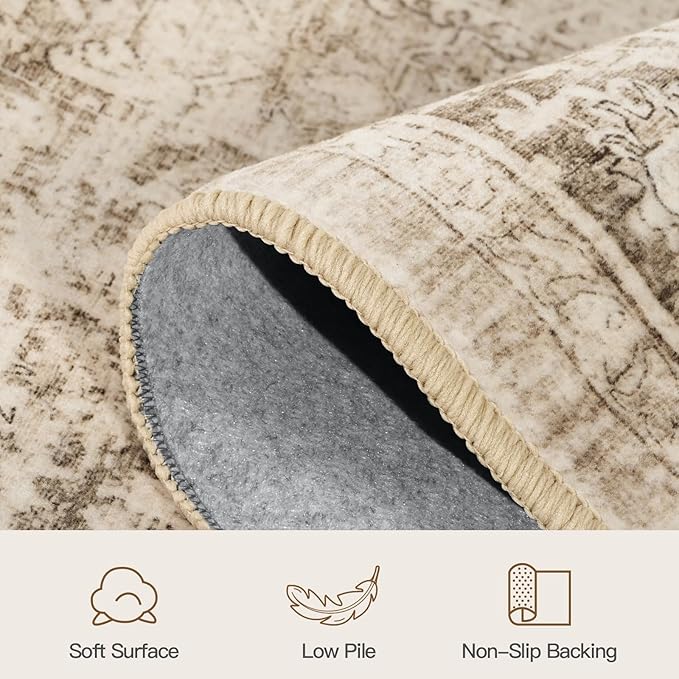 Lofus 4x6 Area Rug for Entryway, Beige Non Slip Area Rugs for Kitchen, Washablee Soft Rugs for Bedroom, Living Room, Tool Room Nursery Kids Room Decor