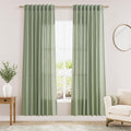 Sheer Light Sage Linen Curtains 72 Inch Length for Living Room Lightweight Door Drapes 2 Panels Set for Kids Bedroom Light Filtering Back Tab Rod Pocket Curtain for Kitchen Protect Privacy 52x72.