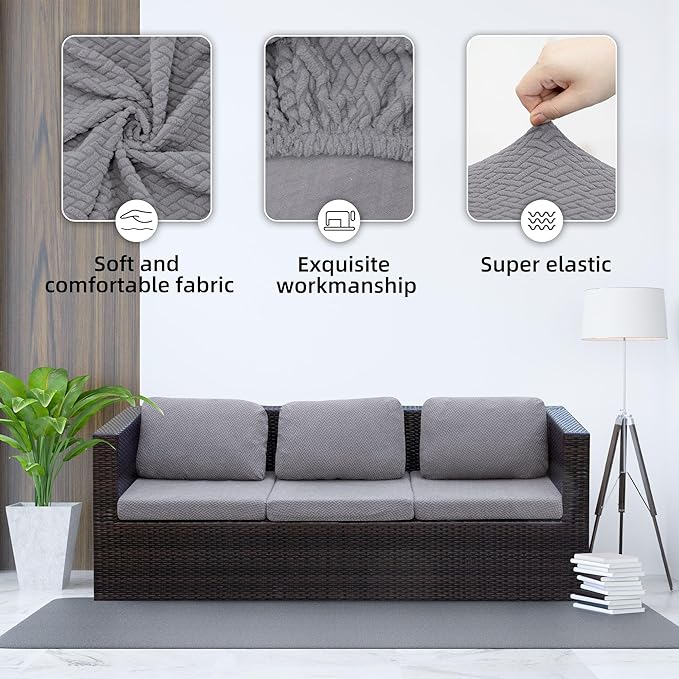 Outdoor Cushion Covers Set,8PCS Patio Furniture Couch Seat Slipcovers, Replacement for Sofa Sectional Chair(Cover，Only)