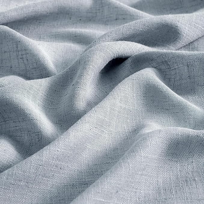 MIULEE Chambray Blue Linen Curtains 108 Inches Long 2 Panels for Bedroom Living Room, Soft Linen Textured Window Drapes Semi Sheer Light Filtering Back Tab Rod Pocket Farmhouse Burlap Look Decor