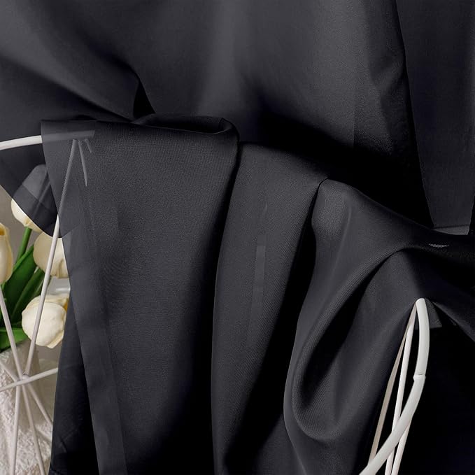 OVZME Black Sheer Curtains 84 Inches Long 2 Panel Sets, Solid Color Lightweight Voile with Light Filter for Sliding Door, Living Room&Bedroom (W42 x L84, 1 Pair)