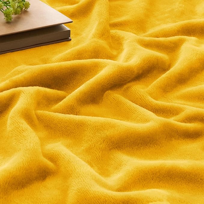 BEDELITE Fleece Blanket King Size Blankets for Bed, Luxury Plush Cozy Fuzzy Blanket 108x90 inches, Super Soft Warm Lightweight Throw Blanket All Seasons Suitable, Yellow