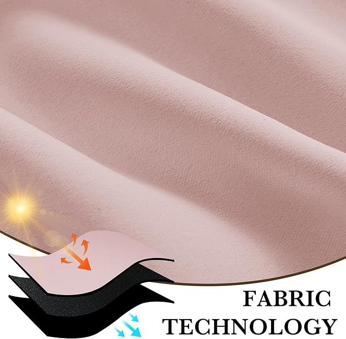 RYB HOME 100% Blackout Basement Curtains 36 inches Long, Heat & UV Blocking Total Room Darkening Noise Reducing Curtains for Bathroom RV Campers, Baby Pink, 2 Panels Set