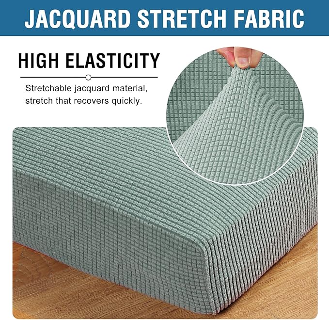 H.VERSAILTEX High Stretch Individual Seat Cushion Covers Sofa Slipcovers Couch Cushion Covers Sofa Covers Featuring Jacquard Textured Twill Fabric (1 Pack for 1 Cushion Chair, Sage, Small)