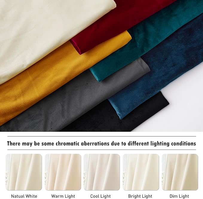 RYB HOME Ivory White Velvet Curtains 84 inches with Hook Belt, Soft Fabric Room Darkening Thermal Insulated Luxurious Home Decor Curtains for Living Room Bedroom, W 42" x L 84", 2 Panels Set