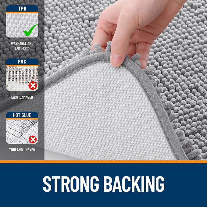 OLANLY Bathroom Rugs 59x20, Extra Soft Absorbent Chenille Bath Rugs, Rubber - Image 6
