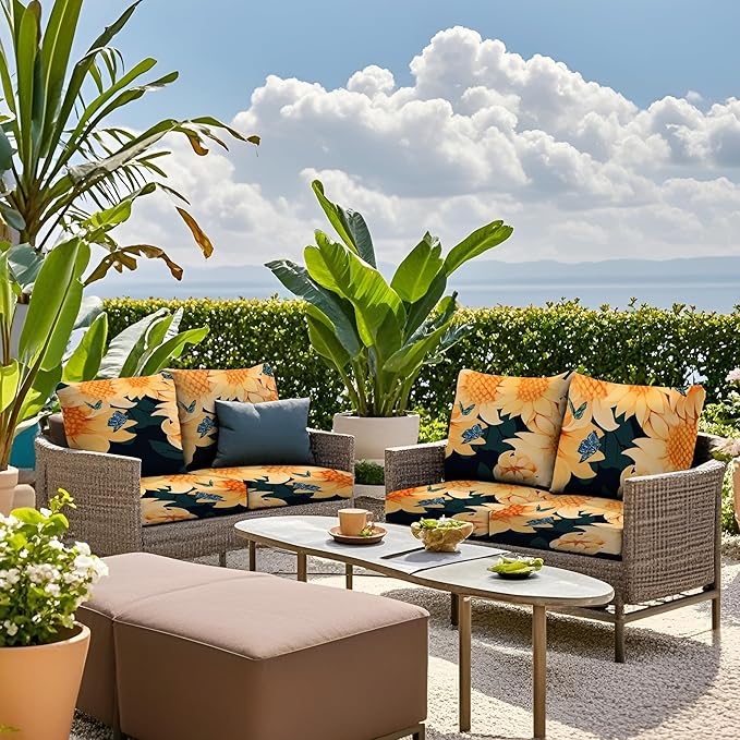Outdoor Cushion Covers Set,8PCS Patio Furniture Couch Seat Slipcovers, Replacement for Sofa Sectional Chair(Cover，Only)