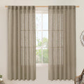 LAMIT Taupe 72 inch Linen Curtains for Living Room 2 Panels, Linen Textured Light Filtering Semi Sheer Back Tab and Rod Pocket Curtain Panels for Bedroom/Farmhouse, 52 x 72 Inch