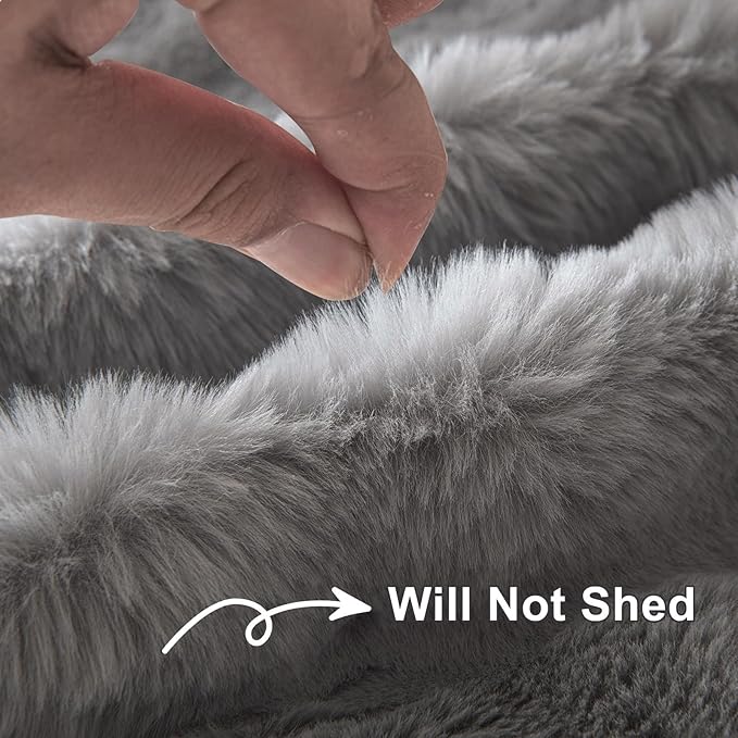 HANDONTIME Faux Fur Plush Sofa Covers for Couch Washable Rabbit Plush Couch Cover Cozy Faux Fur Sectional Covers for Dogs Fluffy Plush L Shaped Sofa Cover Pet Couch Protector, Dark Grey, 71" X150"