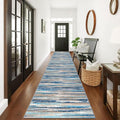 Lansny Modern Abstract Runner Rug 3x18, Blue Washable Long Kitchen Runner Non-Slip Soft Hallway Rug Runner Ultra Thin Print Faux Wool Carpet for Entryway Bedroom Laundry Room Indoor Home Decor
