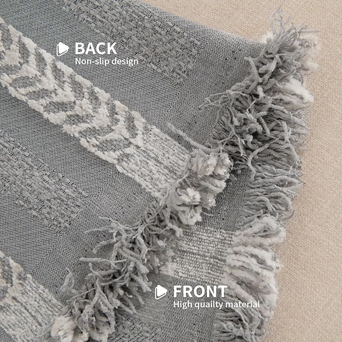 Boho Sofa Covers for 2 Cushion Couch, Couch Cover for Dogs, Loveseat Cover Soft Throw Blankets with Tassels(Striped Grey, 71x102)