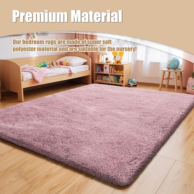 9x12 Fluffy Area Rugs for Living Room,Large Fuzzy Shag Area Rug for Bedroom,Blush Soft Non-Shedding Indoor Plush Carpet for Kids Bedroom Nursery Home Decor