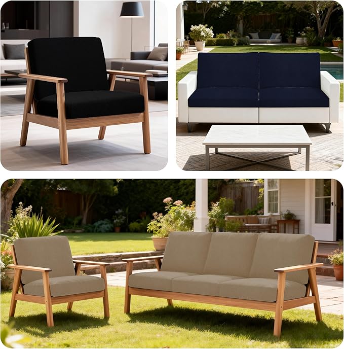 4Pcs Patio Stretch Cushion Covers,Outdoor Sofa Replacement Cover Slipcovers for Patio Furniture Cushion Covers, Washable Reusable Furniture Protector