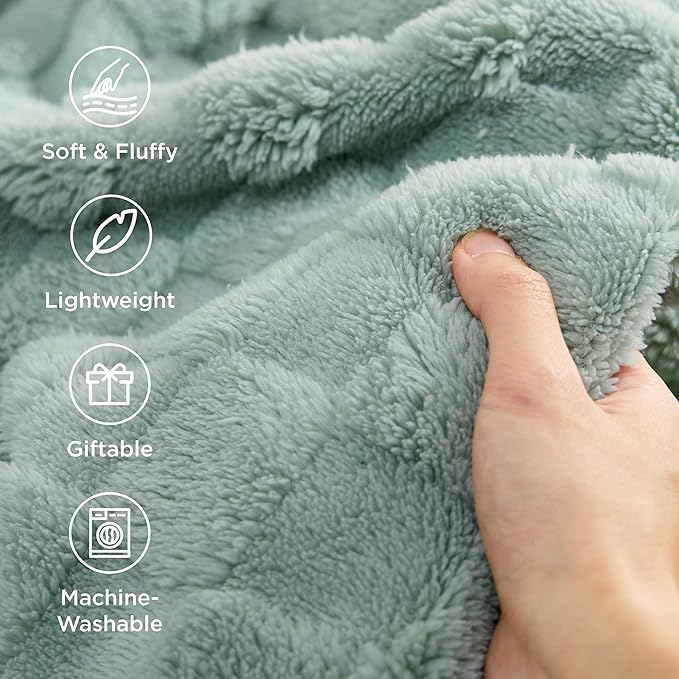 Bedsure GentleSoft Full Size Blankets for Bed - Super Soft Cozy Fleece Spring Blanket for Kids Girls, Large Fuzzy Throws for Bedroom Decor,Sage Green, 84x90 Inches