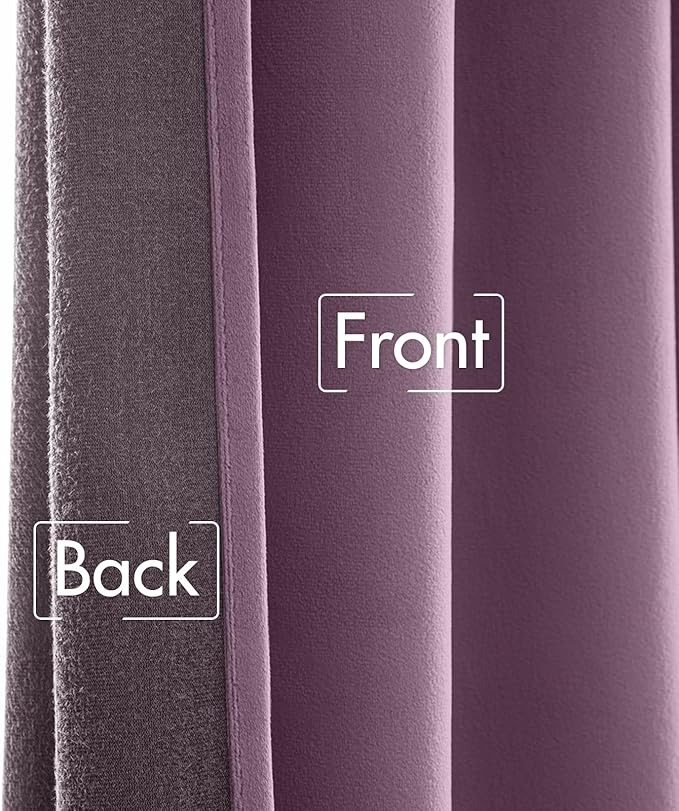 MIULEE Lavender Velvet Curtains 90 inches - Luxury Blackout Curtains for Bedroom Living Room Thermal Insulated Super Soft Window Drapes Rod Pocket & Back Tab, W52 x L90 inches,Purple,2 Panels