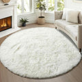 ONASAR Cream White Round Rugs 5ft for Bedroom Living Room, Ivory Fluffy Circle Area Rug for Kids Girls Boys Teen, Soft Plush Shaggy Carpet for Nursery Dorm Classroom Playroom Home Decor Aesthetic