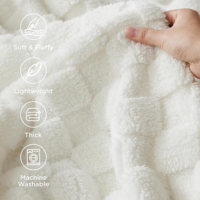 Bedsure GentleSoft Blankets Queen Size for Bed - Super Soft Cozy Blanket for Kids Girls, Large Fuzzy Fleece Throw for Bedroom Decor, White, 90x90 Inches