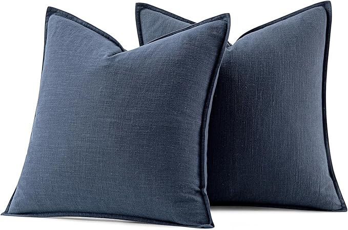MIULEE Decorative Pillow Covers 20x20 Inch Indigo Blue Boho Farmhouse Neutral Couch Throw Pillows for Bed Pack of 2 Accent Coastal Modern Pillowcase Summer Sofa Livingroom Home Decor