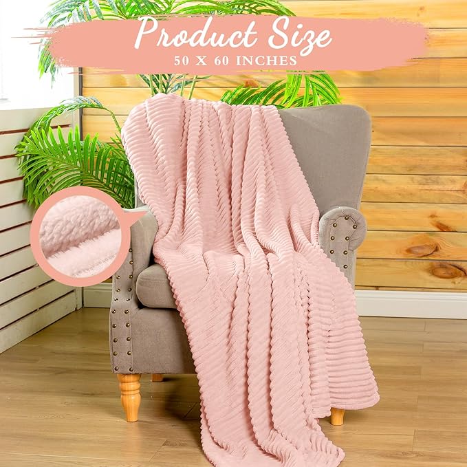 Buryeah 6 Pcs Flannel Throw Blanket Bulk 50 x 60 in Sleepover Blanket Outdoor Wedding Throw Lightweight, Oeko-tex Standard 100 Certified for Sofa Homeless Gifts (Pastel Pink)