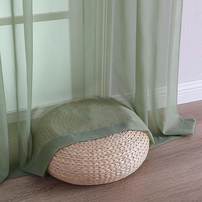 OVZME Sage Green Bedroom Curtains 2 Panel Sets 90 Inch Length, 59 Inch Extra Wide Light Filtering Light Weight Soft Window Treatment Panels for Study Room Living Room Guest Room, 59Wx90L Inches