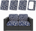 hyha 4Pcs Patio Cushion Covers, Stretch Outdoor Couch Cushion Covers Replacement, Washable Outdoor Chair/Sofa Slipcovers for Patio Furniture Cushions Protector with Elastic Bottom(Baroque,Cover Only)