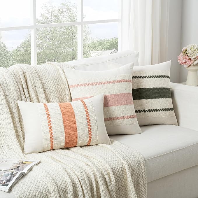 Fancy Homi Set of 1 Boho Brown Lumbar Decorative Throw Pillow Cover 12x20 Inch for Couch Bed Sofa Chair, Modern Organic Farmhouse Home Decor, Soft Cotton Cute Accent Rectangle Cushion Case