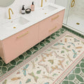 Hazo Haus Boho Bathroom Runners - 2x5 Pink Rug for Kitchen, Entry Way, Hallway, Non Slip Washable Butterfly Insect Print Home Decor