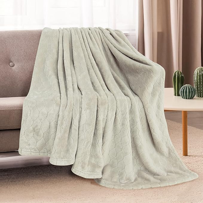 TOONOW Fleece Blanket Super Soft Cozy Throw Blanket 50" x 60", Lightweight Fuzzy Comfy Textured Flannel Blanket Warm Plush Throw Blankets for Couch, Sofa, Bed, Pumice Stone