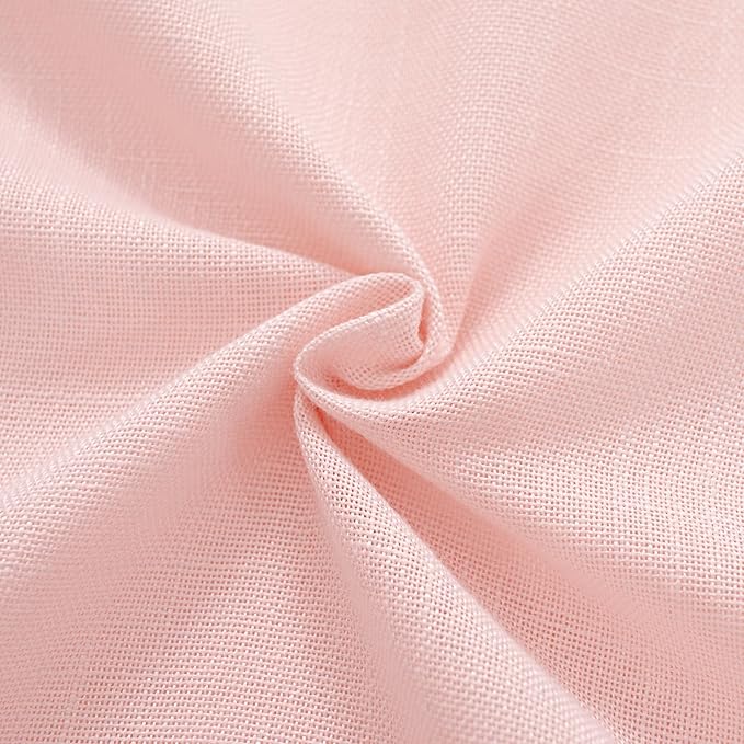 Blush Pink Semi Sheer Linen Curtains for Girls Bedroom Room 96 Inches Long Light Filtering Back Tab Curtain Living Room Farmhouse Linen Look Shiny Sheer Drapes Baby Pink 52ﾗ96 Inch