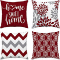 Hexagram Geometric Burgundy Pillow Covers 16x16 Set of 4, Decorative Outdoor Boho Modern Throw Pillow Covers, Home Sweet Home Farmhouse Cushion Case for Couch Sofa Bedroom Indoor Decor(No Insert)