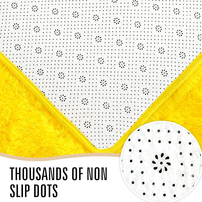 LOCHAS Ultra Soft Indoor Modern Area Rugs Fluffy Living Room Carpets for Children Bedroom Home Decor Nursery Rug 4x5.3 Feet,Yellow