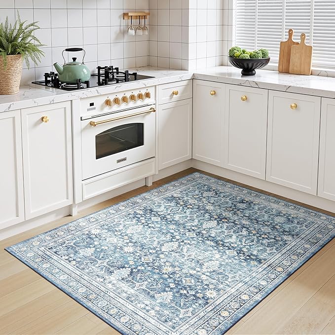 Lofus 3x5 Area Rug for Entryway,Blue Non Slip Area Rugs for Kitchen, Washablee Soft Rugs for Bedroom, Living Room, Tool Room Nursery Kids Room Decor