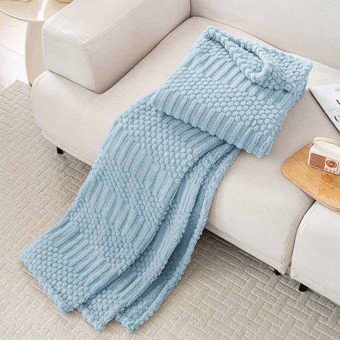 50x70 Inch Blue Throw Blanket - Soft & Fluffy Fleece, Cute & Aesthetic, Perfect for Sofa, Couch, Chair, Bed, Living Room & Bedroom, All-Season Use, Plush & Cozy Decorative Blanket
