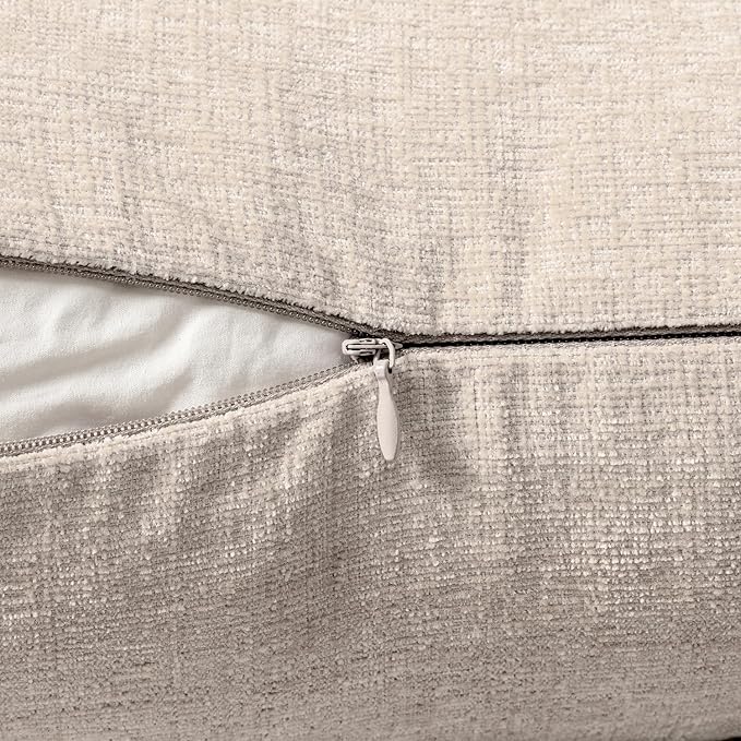 MIULEE Pack of 2 Couch Throw Pillow Covers 16x16 Inch Soft Light Brown Chenille Pillow Covers for Sofa Living Room Solid Dyed Pillow Cases