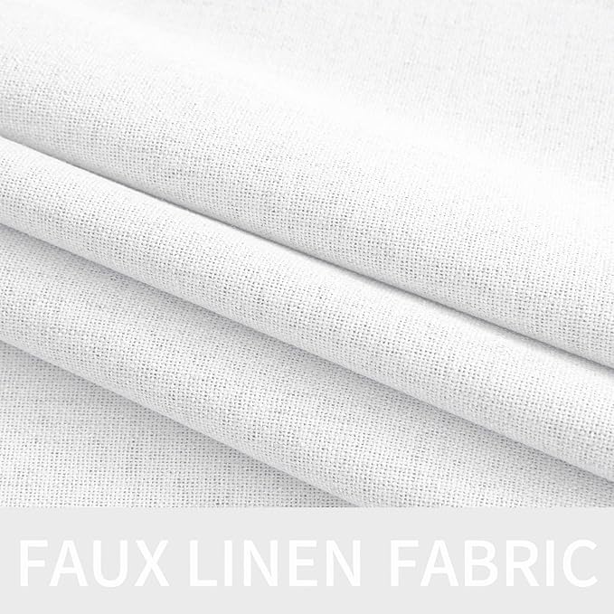 MIULEE 100% Blackout Linen Textured Curtains for Bedroom Solid Thermal Insulated Bright White Grommet Room Darkening Curtains & Drapes Luxury Decor for Living Room Nursery 52 x 96 Inch (2 Panels)