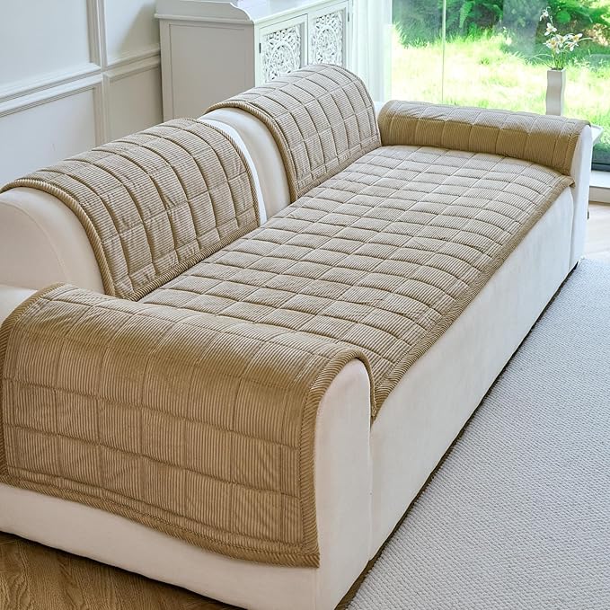 Couch Covers for Dogs Washable, Non Slip Couch Covers for Loveseat Sofa Pet Friendly, Soft Fuzzy Sofa Covers for Pet, Dog Couch Cover Furniture Protector(1PC,Light Brown,27.6"x82.7")