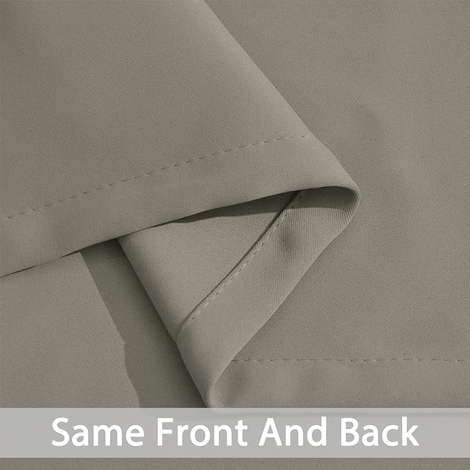 Yakamok Premium Room Darkening Thermal Insulated Curtains for Bedroom/Living Room - Classic Grommet Top (2 Panels, Taupe, 52 Inch by 96 Inch)