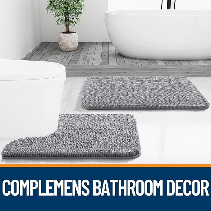 OLANLY Bathroom Rugs 45x27, Extra Soft Absorbent Chenille Bath Rugs, Rubber - Image 7