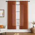 Nanspring Rust Linen Curtains for Living Room 72 Inches Long Light Filtering Semi Sheer Curtain Back Tab and Rod Pocket Vintage Rustic Luxury Home Decor Drapes for Bedroom Office 52x72, 2 Panels